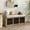 Pink, variant on Entryway Storage Bench with 3 Woven Baskets and Removable Cushion, Entry Hallway Foyer Shoe Bench End of Bed Bench, Fully Assembled, 41.3" L x 15.7" W x 17" H (White&nbsp;Washed)