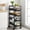 Black, variant on Qiyester 4-Tier Rolling Utility Cart on Wheels with Pull-Out Baskets & Wood Top Movable Narrow Kitchen Snack Storage Organizers (White)