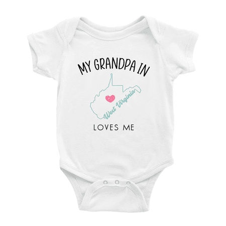 

My Grandpa In West Virginia Loves Me Baby Clothing For Boy Girl Bodysuits 6-12 Months
