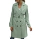 thumbnail image 1 of Gupgi Gabardina de doble botonadura para mujer, abrigo clásico con solapa y cinturón,Green, 1 of 3