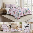 thumbnail image 6 of Quilts Twin XL Size Bedding Set, Summer Beach Lightweight Quilted Comforter, Surfboard Palm Ship Sunglasses Pink Striped Reversible Bedspread Coverlet with Pillow Covers for All Season, 68" x 98", 6 of 9
