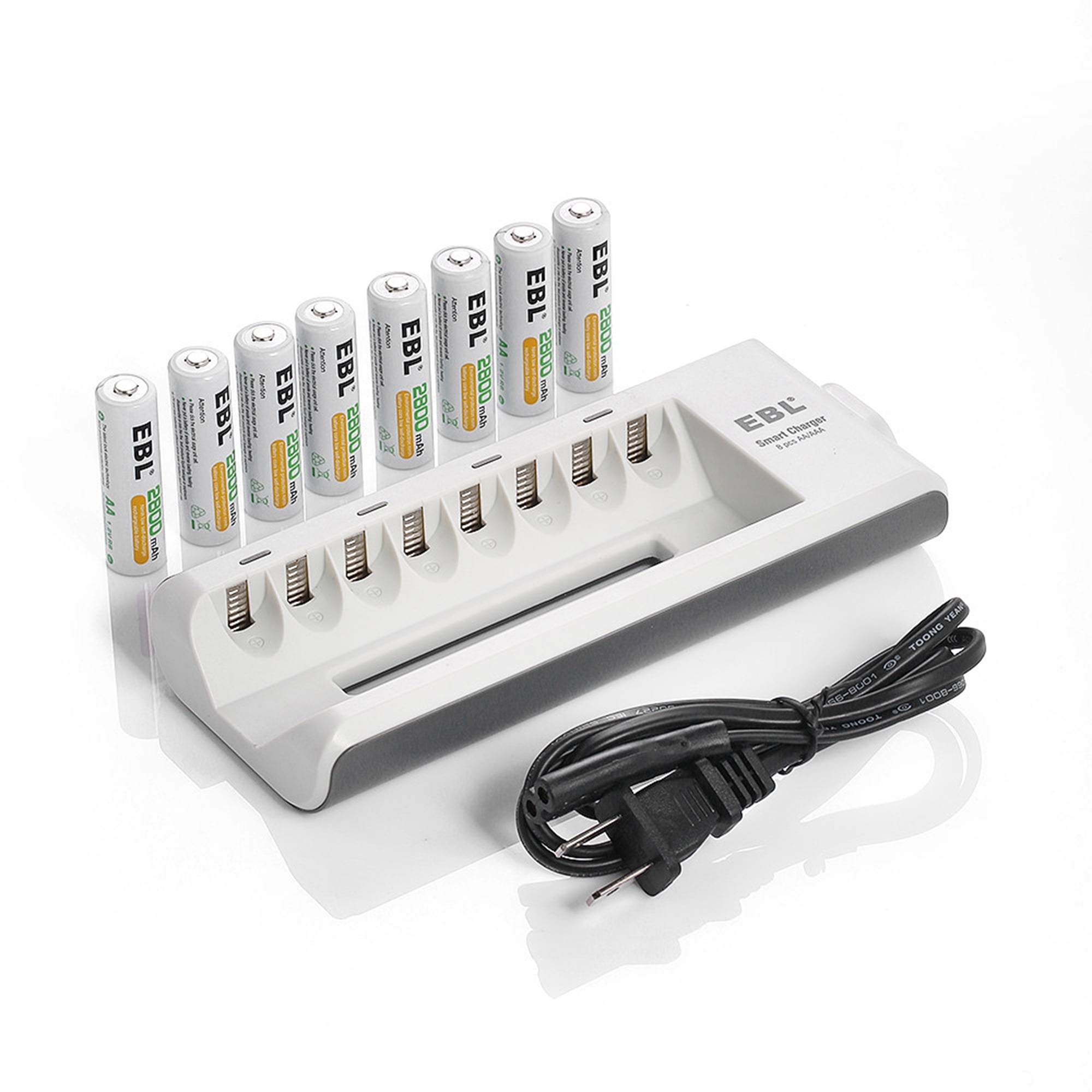 EBL 8-Pack 1.2v AA 2800mAh Rechargeable Batteries + 8 Bay 808 Battery