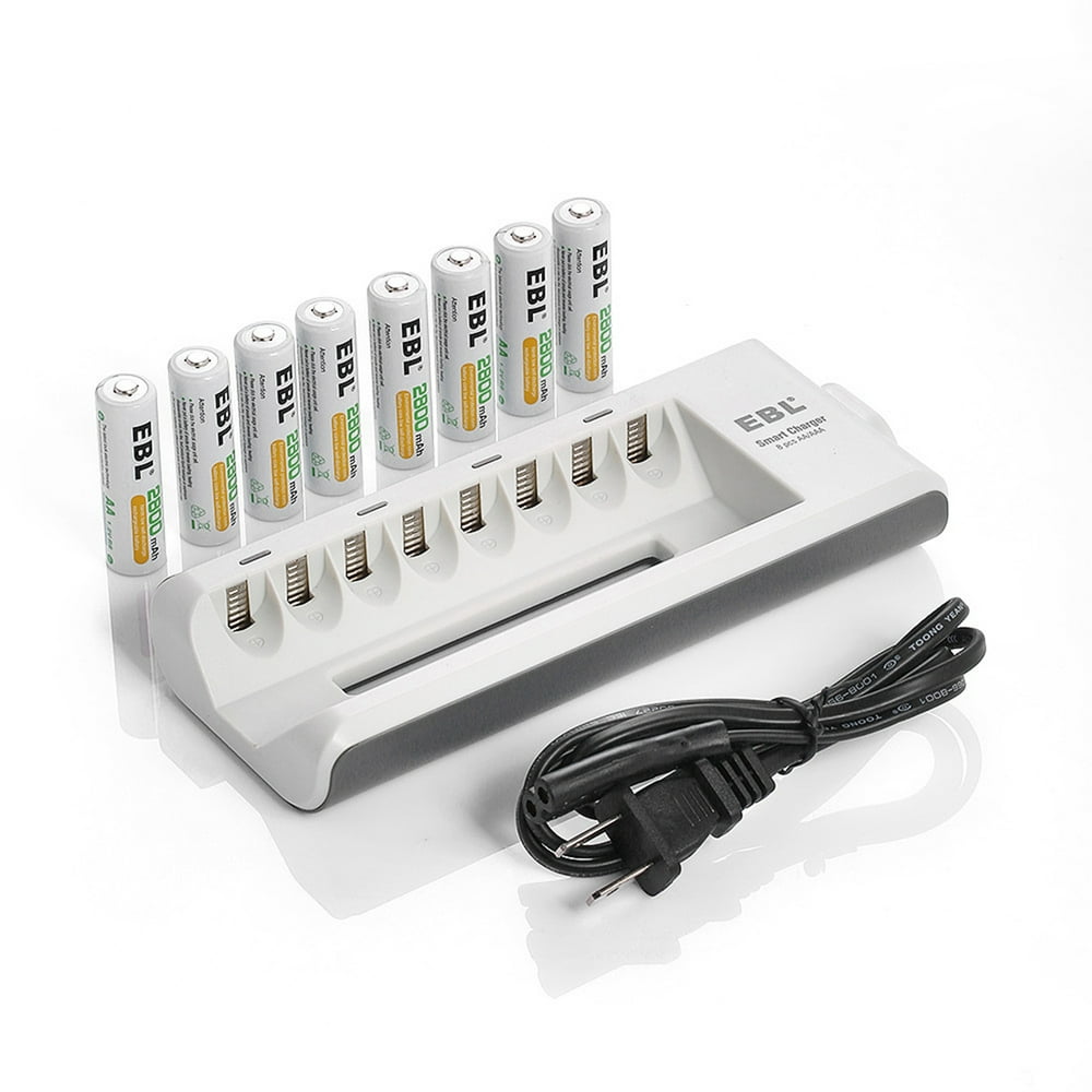 EBL 8Pack 1.2v AA 2800mAh Rechargeable Batteries + 8 Bay 808 Battery