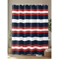 thumbnail image 4 of Fsddascl Red Navy Blue Striped Shower Curtain Set - 60" x 72" Washable Bathtub Curtain with 12 Hooks, Contemporary Minimalist Aesthetic Waterproof Fabric Stall Shower Curtains for Bathroom/Bathtub, 4 of 6