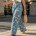 thumbnail image 5 of TEAJOPSUU Summer Plus Size Palazzo Pants for Women Baggy Wide Leg High Waisted Pants Floral Printed Stretchy Flowy Trousers with Pockets for Vacation Beach Blue, 5 of 6