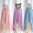 thumbnail image 2 of Hello Kittys-Manta con capucha de Anime para niño y niña, chal de Sanrios, Kuromi, Cinnamoroll, corazón, dibujos animados Kawaii, manta para siesta, 2 of 4