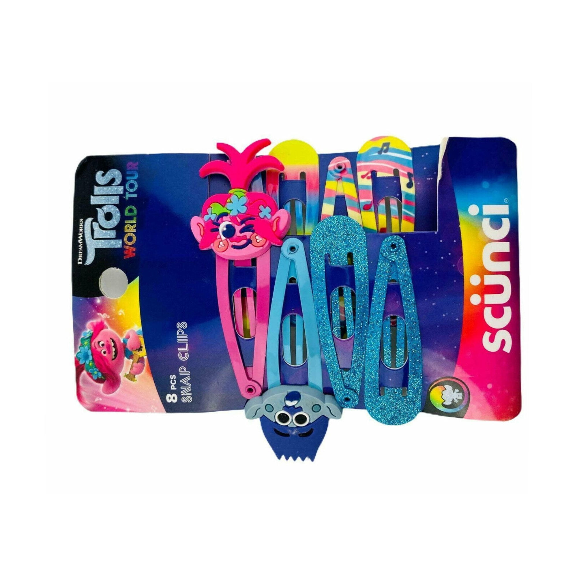 Scunci Trolls World Tour Multicolor Snap Clips 64 Count - Pack of 8
