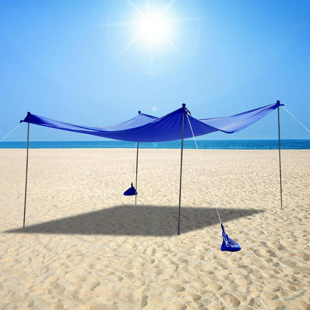 7.4 FT Sun Shade Canopy Portable Beach Tent Shelter Beach Umbrella Sun  Shelter for Camping Trips, Fishing, Backyard Fun Picnics with UV  Protection，Four Poles ,Blue - Walmart.com