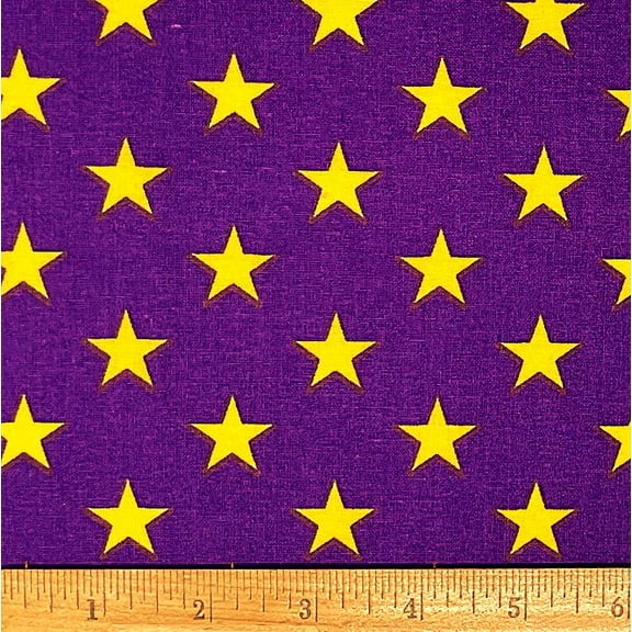 1/2 Yard - Yellow Stars on Purple Cotton Fabric (Great for Quilting, Sewing, Craft Projects, Throw Pillows & More) 1/2 Yard X 44" Wide