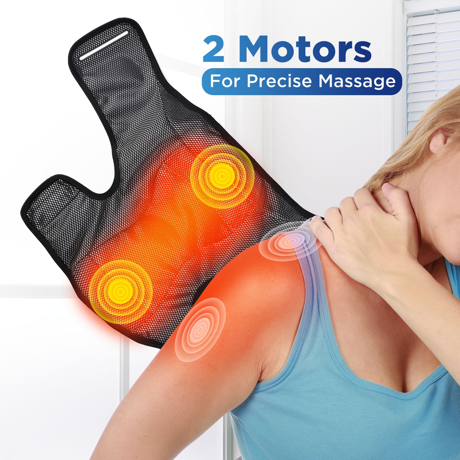 Heated Shoulder Brace Cordless Shoulder Heating Pad with 6 Heat Options 3 Vibration Modes for Neck Shoulder Muscle Relax, Rotator Cuff Support Gifts for Men & Women, Black