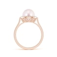thumbnail image 2 of Angara Japanese Akoya Cultured Pearl Ring with Pave Diamond Halo in 14K Rose Gold for Women | June Birthstone Jewelry for Her, 2 of 8