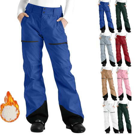 Gamivast Snow Pants for Women Water Resistant Winter Fleece Lined Ski Pants with Pockets Color Block Straight Leg Warm Snowboard Pant Outdoor Hiking Outfits