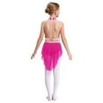 thumbnail image 3 of TiaoBug Gymnastics Leotards for Girls Sleeveless Rhinestones Backless High-low Skirt Bodysuit Skating Dance Dress Pink&Hot Pink 8, 3 of 6