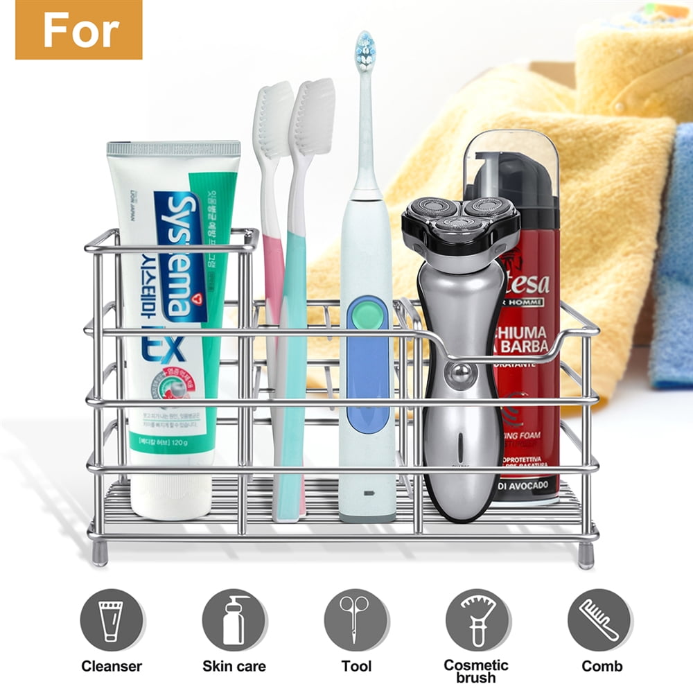 Details about   Stainless Steel Bathroom Toothbrush Toothpaste Holder Razor Wall Mount Stand Set 