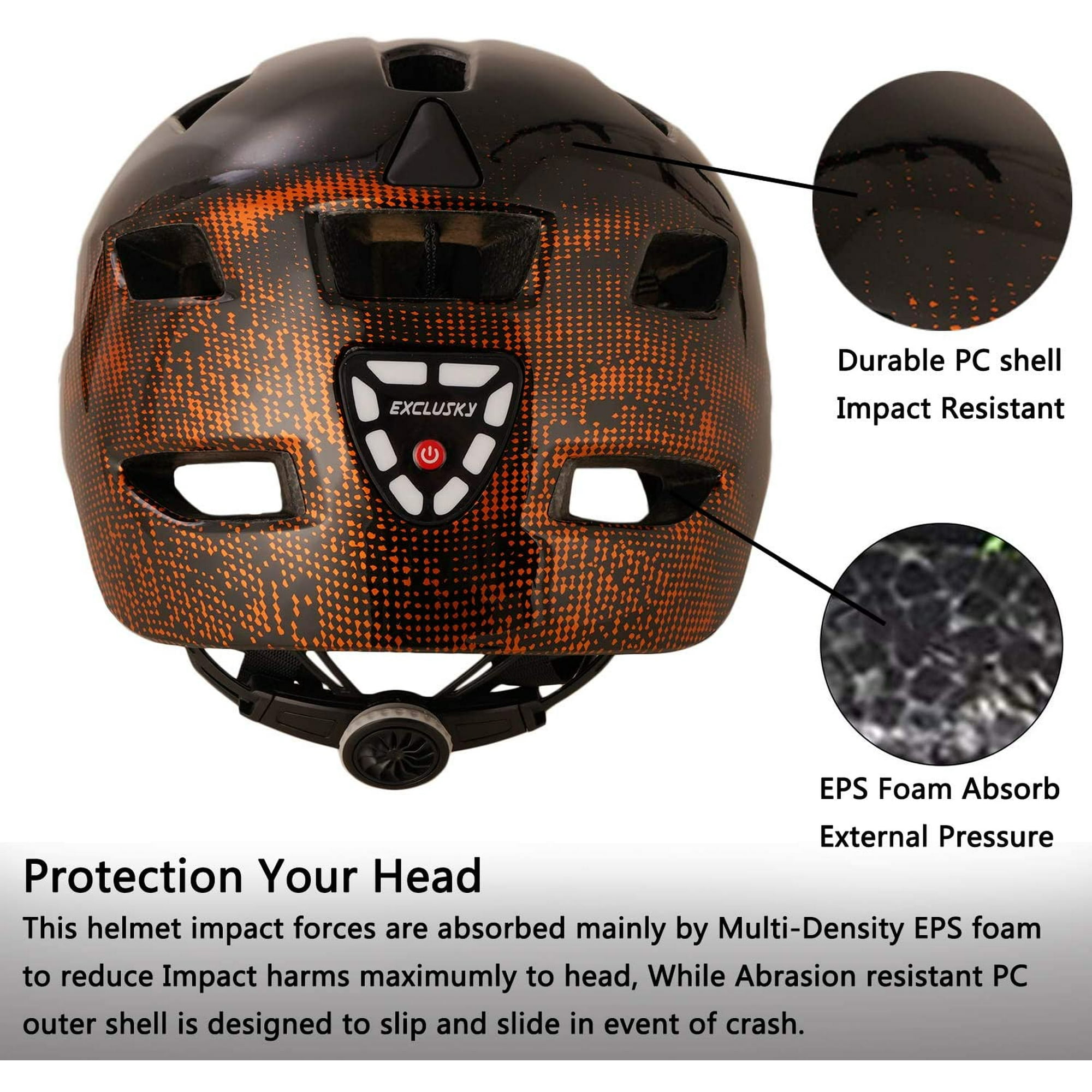Exclusky Bike Helmet MTB and Road Cycling Helmets with Lights Large Cycle Helmet for Men Women Walmart