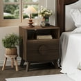 thumbnail image 4 of Fluted Nightstand with Charging Station - 19.6" Wide Modern Bedside Table with 2 Drawers, Wood End Table for Bedroom, 4 of 6