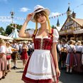 thumbnail image 3 of QIYAGBSA Women Festival Hat Braided Detail Embroidered Band Curved Brim for Oktoberfest Costume Party (White Free Size), 3 of 5