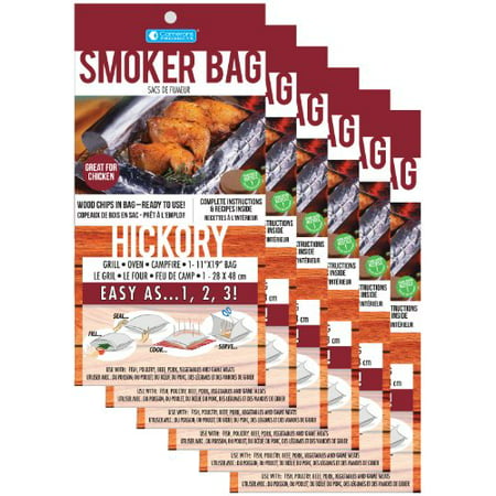 Smoker Bags - Set of 6 Hickory Smoking Bags for Indoor or Outdoor Use - Easily Infuse Natural Wood