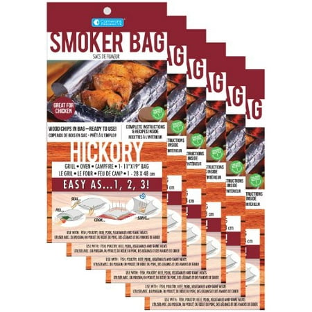 Smoker Bags - Set of 6 Hickory Smoking Bags for Indoor or Outdoor Use - Easily Infuse Natural Wood (Best Wood Smokers For Home Use)