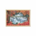 thumbnail image 1 of Waterfall Wall Art with Frame, Waterfalls Like Stairs in Forest Hidden in the Botanic Seasonal Trees, Printed Fabric Poster for Bathroom Living Room, 35" x 23", Orange Red and White, by Ambesonne, 1 of 2
