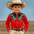 thumbnail image 2 of Toddler Tshirt Long Sleeve Western Print Shirt Casual Cowboy Button Up Top Girls Tops Red 10-11 Years, 2 of 5