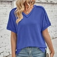 thumbnail image 7 of ZyeKqe Womens T Shirts Casual Short Sleeve Shirts Solid Color Summer Top Loose Fitted Tunic Tops Blouses, 7 of 7