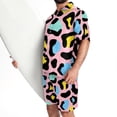 thumbnail image 3 of Mens Hawaiian Sets, Mens 2 Piece Short Set, Beach Outfits for Men, Pink Leopard Print Lovely Kawaii, Cruise Outfits for Men, 3 of 6