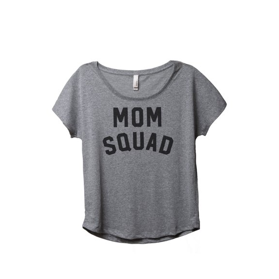 Thread Tank Mom Squad Women's Relaxed Slouchy Dolman T-Shirt Tee Heather Grey Small