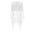 thumbnail image 2 of YiZYiF Womens Sequins Chiffon Praise Dance Tunic Overlays Tops Flare Sleeve Worship Dancewear White XXL, 2 of 7