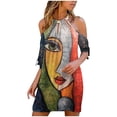 thumbnail image 1 of Jienlioq Robe Grande Taille pour Femmes Liquidation Robe Longue en Dentelle à Manches Courtes Halter Solide Robe Ample, 1 of 8