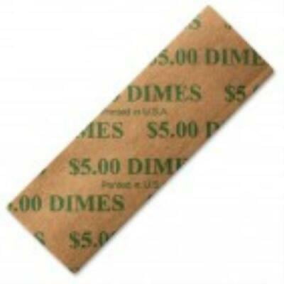 Pm Securit $5 Dimes Coin Wrapper s Green 1000 Wrap - Sturdy Kraft 