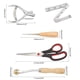 thumbnail image 2 of Kit de 5 piezas para trabajar el cuero: rueda de trazado, perforadora, punzones para cuentas, tijeras, cinta métrica y manualidades en cuero., 2 of 5
