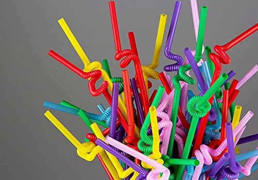 Oavqhlg3b 100 Pcs Flexible Plastic Drinking Straws, 10.2'' Inches Extra Long Colorful Disposable Bendy Party Fancy Straws, Size: One Size