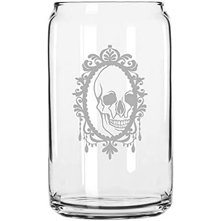 

Mirror Skull 3 Happy Halloween Etched 16oz Libbey Can Glass