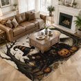 thumbnail image 3 of Area Rugs 5'x7', Black Gnomes Halloween Carpet Runner Indoor Outdoor Rugs Home Decor Aesthetic, Pumpkins Cats Castle Brown Non Slip Mats Washable Accent Rug for Living Room Bedroom, 3 of 8