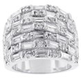 thumbnail image 2 of Precious Stars Precious Stars R07408R-C01-09 Bague Mode Multi-Rangées en Zircon Cubique Taille Baguette Argentée, 2 of 2