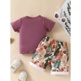 thumbnail image 3 of Bagilaanoe 2pcs Newborn Baby Girl Short Pants Set Letter Print Short Sleeve T-shirt Tops + Shorts 3M 6M 9M 12M 18M 24M Infant Casual Summer Outfits, 3 of 9