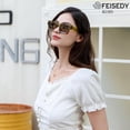 thumbnail image 4 of FEISEDY Retro 90s Square Sunglasses for Women Men Trendy Chunky Rectangle Sunglasses UV400 Protection B2385, 4 of 15