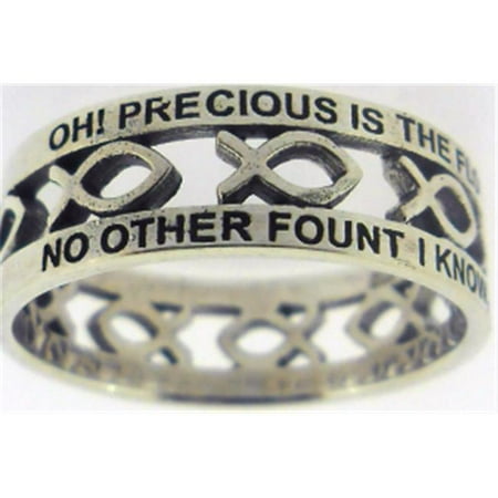 Ichthus Jewelry Solid Rock Jewelry 145087 Nothing But The Blood-Cutout Ichthus Style 838 Ring - Sterling Silver, Size 7 ()