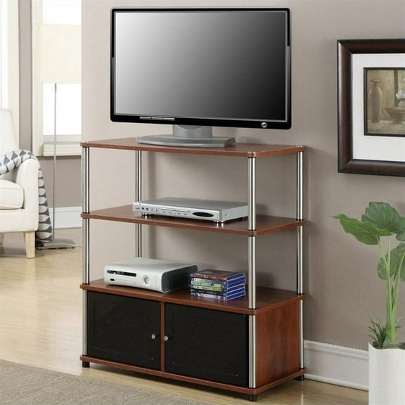 Pemberly Row 34" 3 Tier TV Stand in Cherry