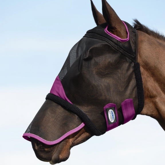WeatherBeeta ComFITec Durable Mesh Fly Mask with Nose| Black & Purple | Cob