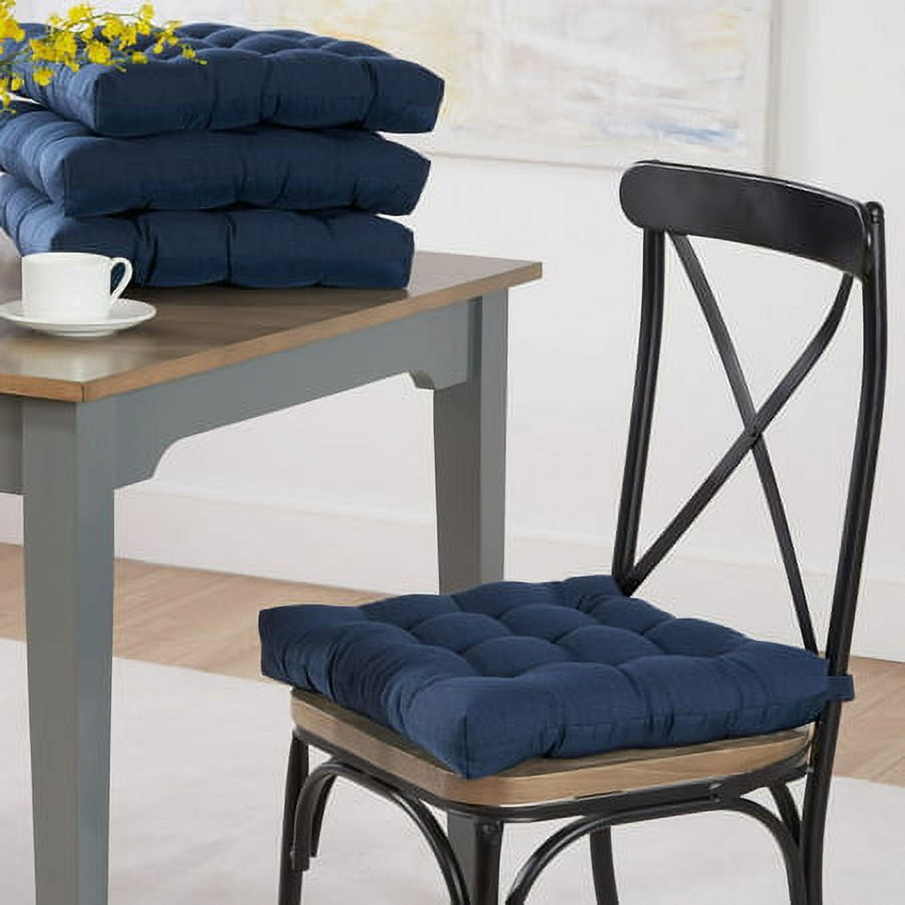 (2 pack) Mainstays Textured Chair Seat Pad Cushion, Navy, 1-Piece, 15.5 in x 16 in
