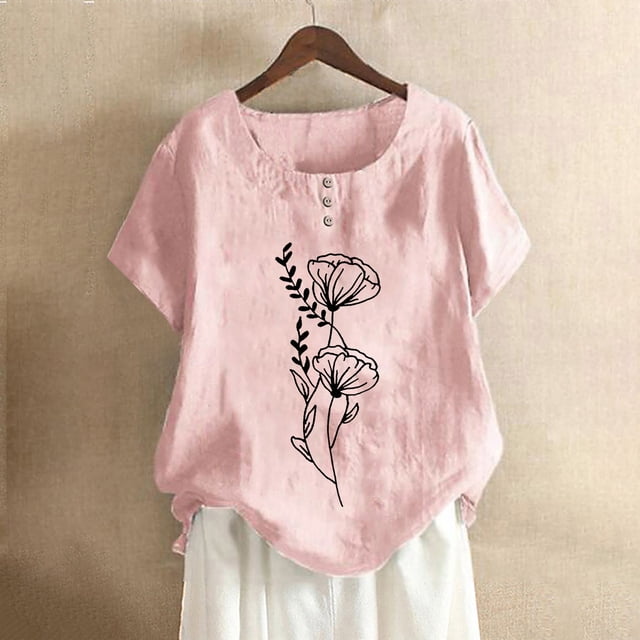 Liquidation d'Été Iumwxz Chemises de la Saint-Valentin pour Femmes T-Shirts Basiques Confortables Blouses pour Femmes T-Shirts Graphiques Floraux Manches Courtes Col Rond Tuniques pour Femmes Cadeau de Vacances Rendez-Vous