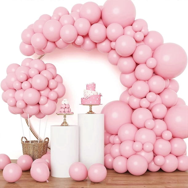 RUBFAC Pink Balloons 129pcs Light Pink Balloons Different Sizes 18 12 10 5 Inch Pastel Pink Balloons for Happy Birthday Wedding Anniversary Baby Showe