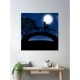 thumbnail image 2 of Woman And A Dog In The Moonlight On A Bridge Poster Wall Art, Modern Wall Decor, 24x24 UNFRAMED, 2 of 3