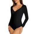 thumbnail image 3 of SWSMCLT Women's Rash Guard Surf One Piece Swimsuit Zip Surfing Beach Padded Diving Wetsuit Long Sleeve Bathing Suit V Neck Black Medium, 3 of 4