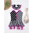 thumbnail image 2 of Aislor Kids Girls Sequined Halter Neck Checkerboard Circus Clown Dress Halloween Party Costume Size 4-14 Black&White 12, 2 of 7