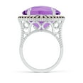 thumbnail image 2 of ANGARA Natural Claw-Set Cushion 13.5 ct Amethyst Halo Ring with Filigree in 14K White Gold for Women (Size-15mm) | February Birthstone, Anniversary, Jewelry Gift for Women | Natural Amethyst Ring, 2 of 9