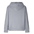 thumbnail image 5 of felwors Women's Oversized Waffle Knit Hoodie with Football & Heart Graphic - Casual Kangaroo Pocket Sweatshirt Grey, XL, 5 of 5