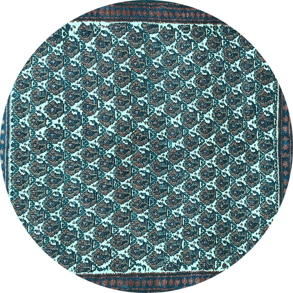 Ahgly Company Indoor Round Persian Light Blue Traditional Area Rugs, 5' Round